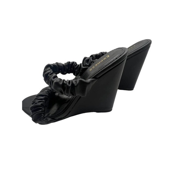 Express Ruched Double Band Slide Wedge Sandals Size 7 NWT - Picture 5 of 5